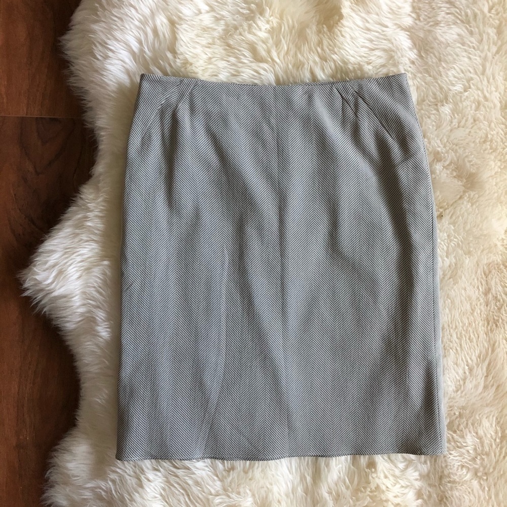 Armani Collezioni Chevron Cotton Silk Pencil Skirt